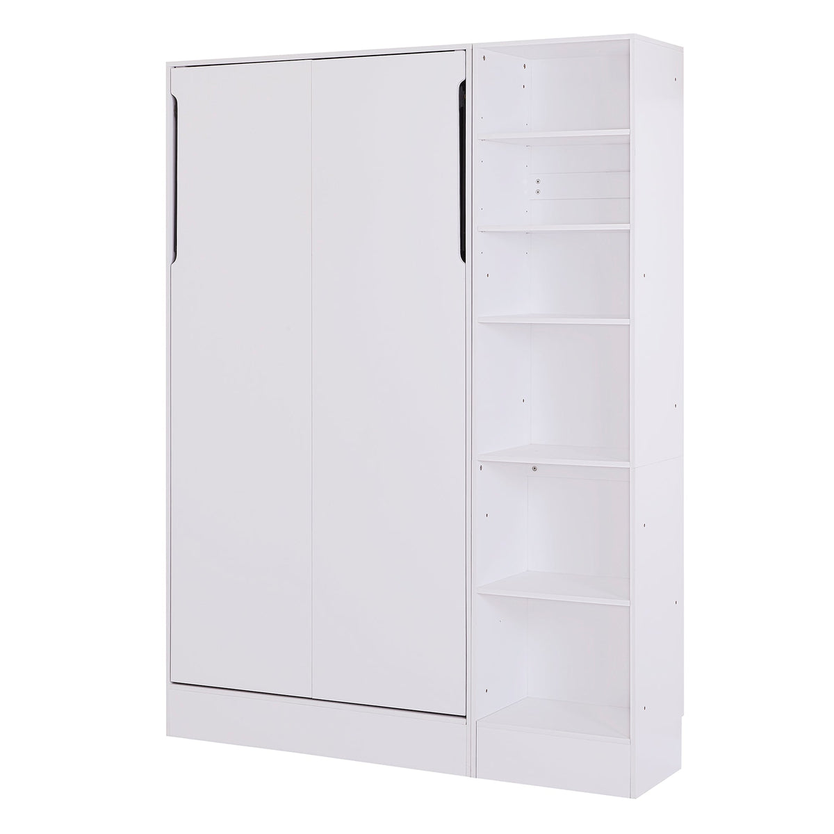 Twin Murphy Wall Bed with Sofa and Shelves in White