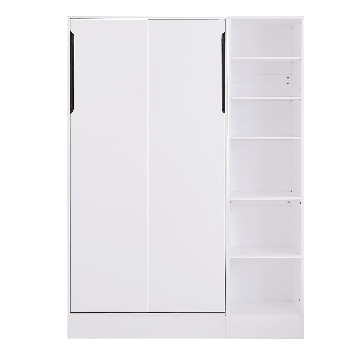 Twin Murphy Wall Bed with Sofa and Shelves in White