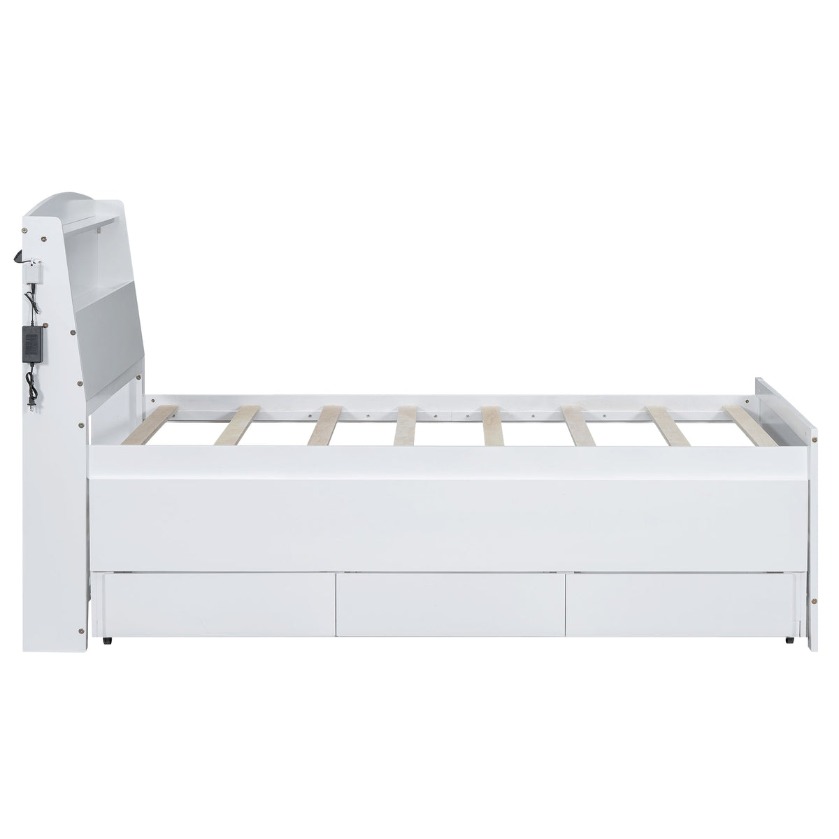 Twin Platform Bed with Trundle, LED Headboard & Drawers