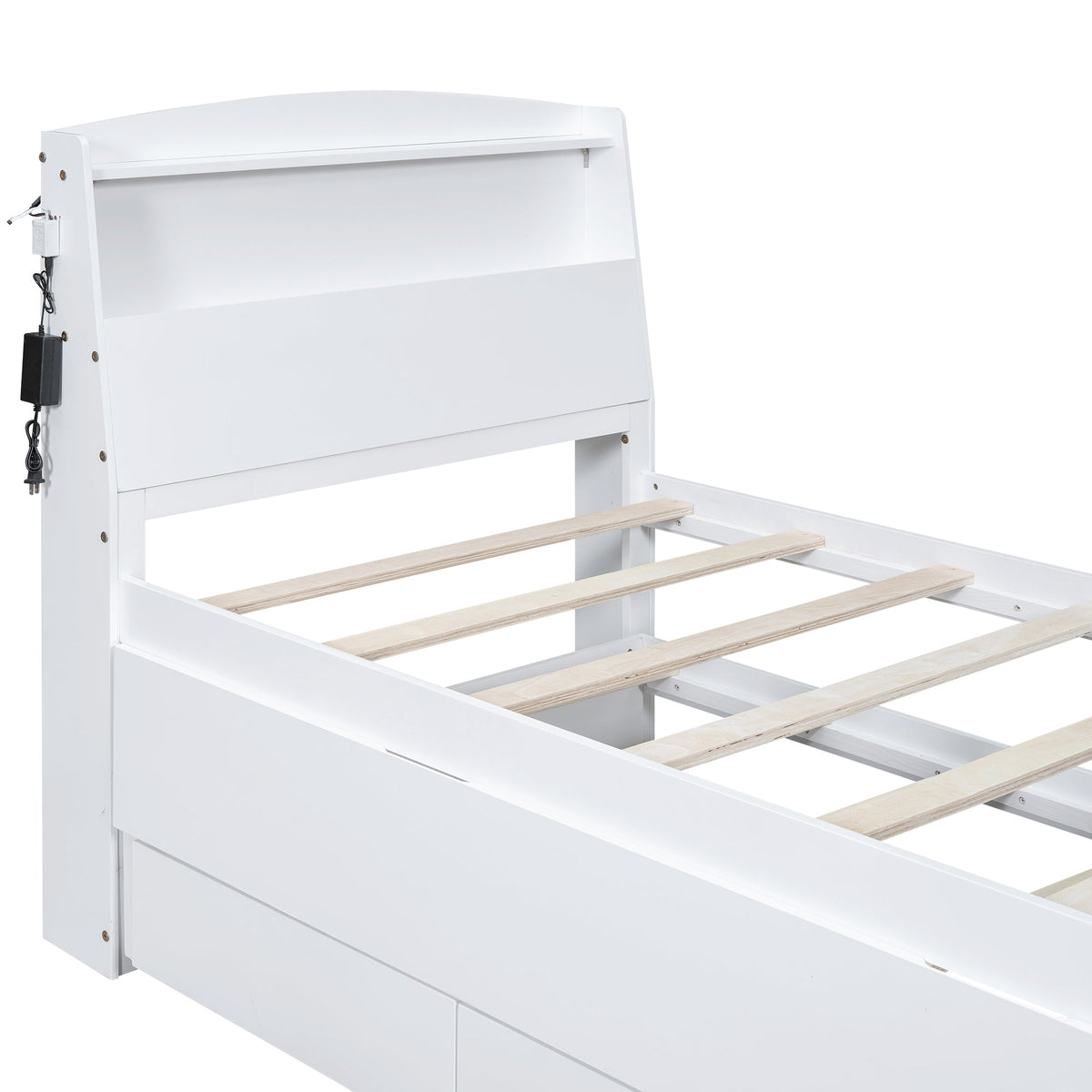 Twin Platform Bed with Trundle, LED Headboard & Drawers