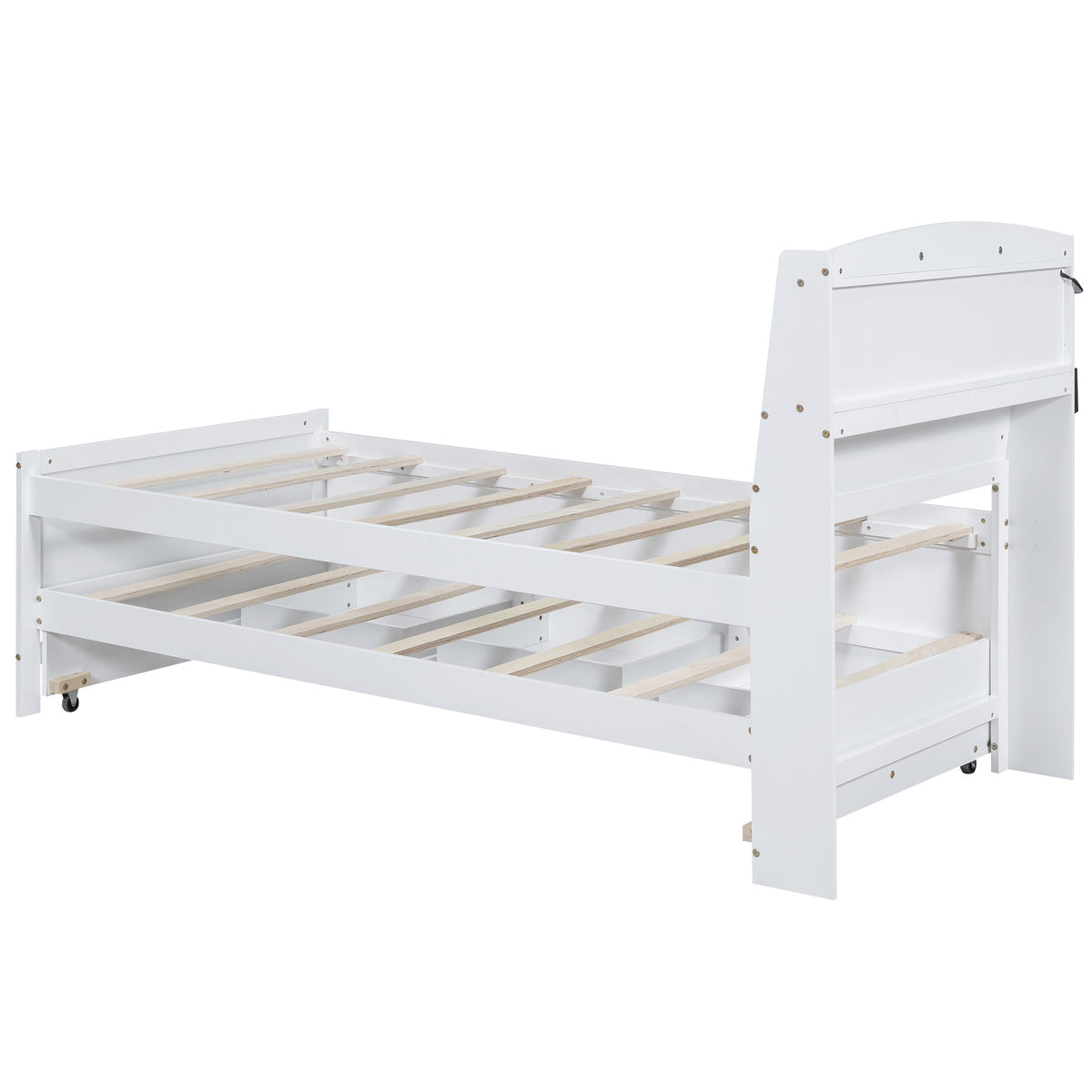 Twin Platform Bed with Trundle, LED Headboard & Drawers
