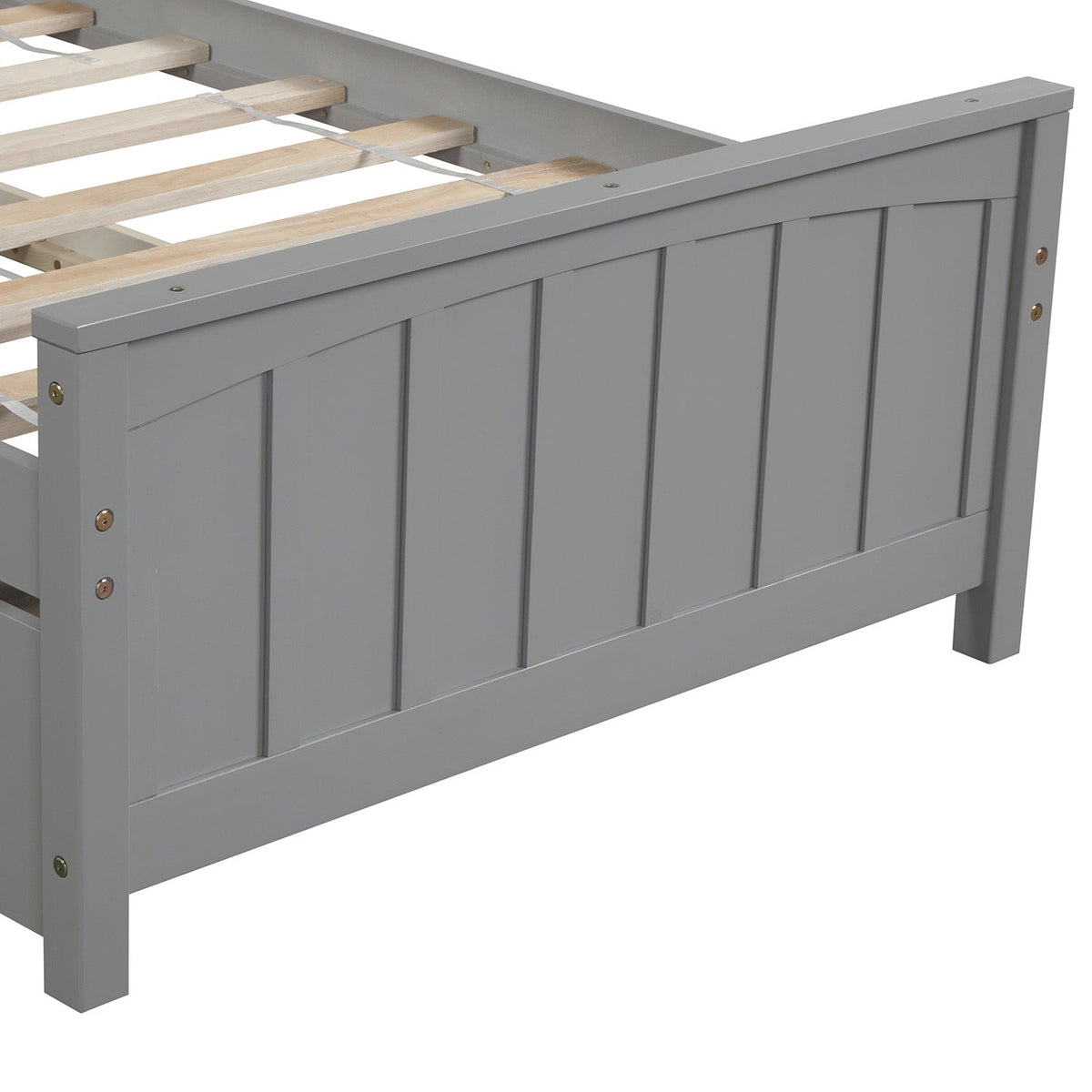 Twin Platform Bed with Trundle, Gray Solid Wood Frame