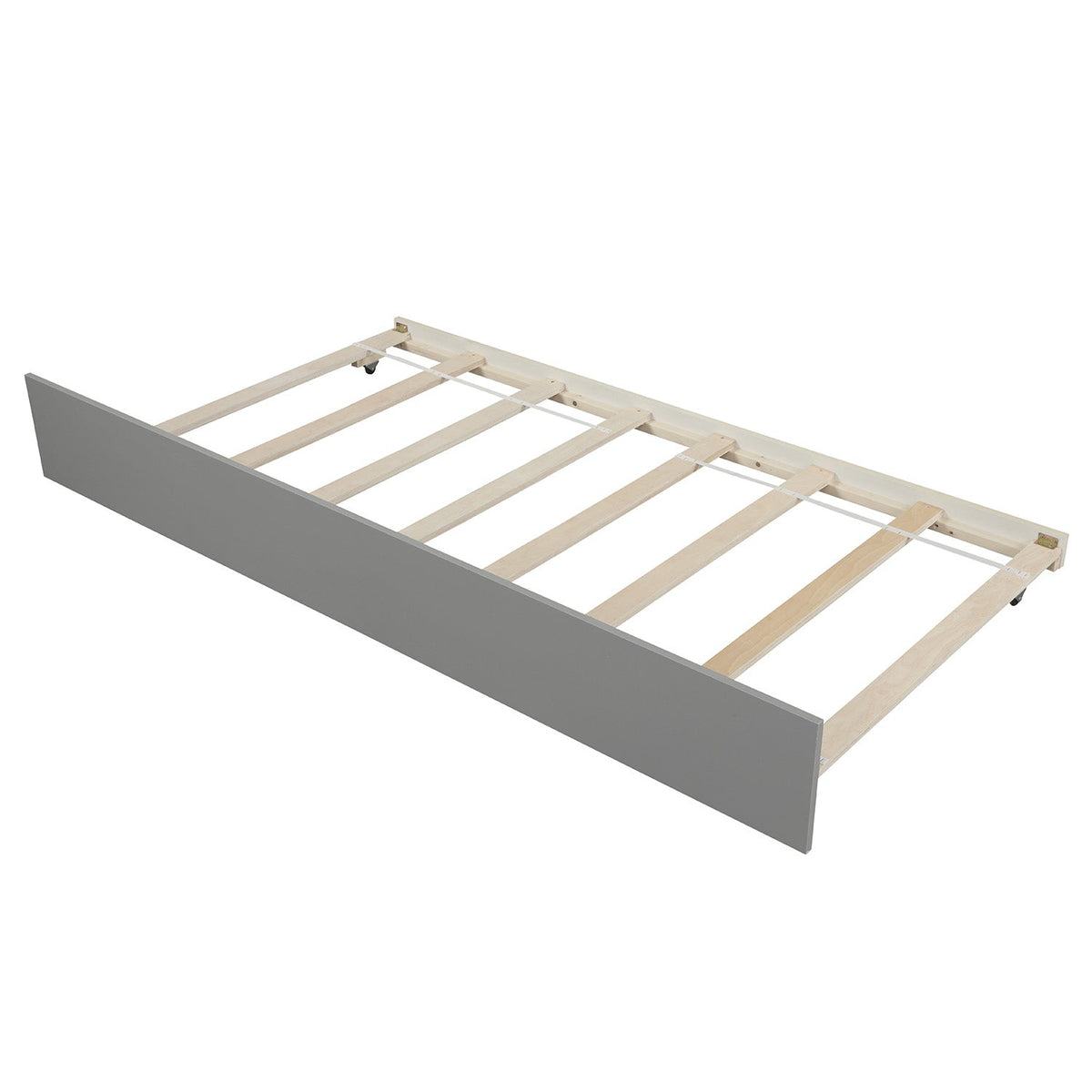 Twin Platform Bed with Trundle, Gray Solid Wood Frame