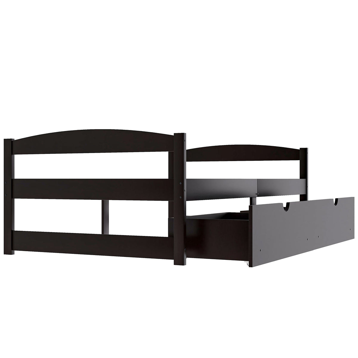 Twin Platform Bed with Drawers, Espresso Wood Frame