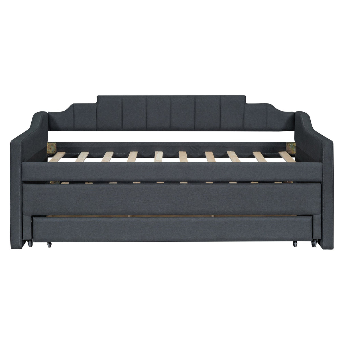 Twin Daybed with Trundle and Storage Drawers, Grey