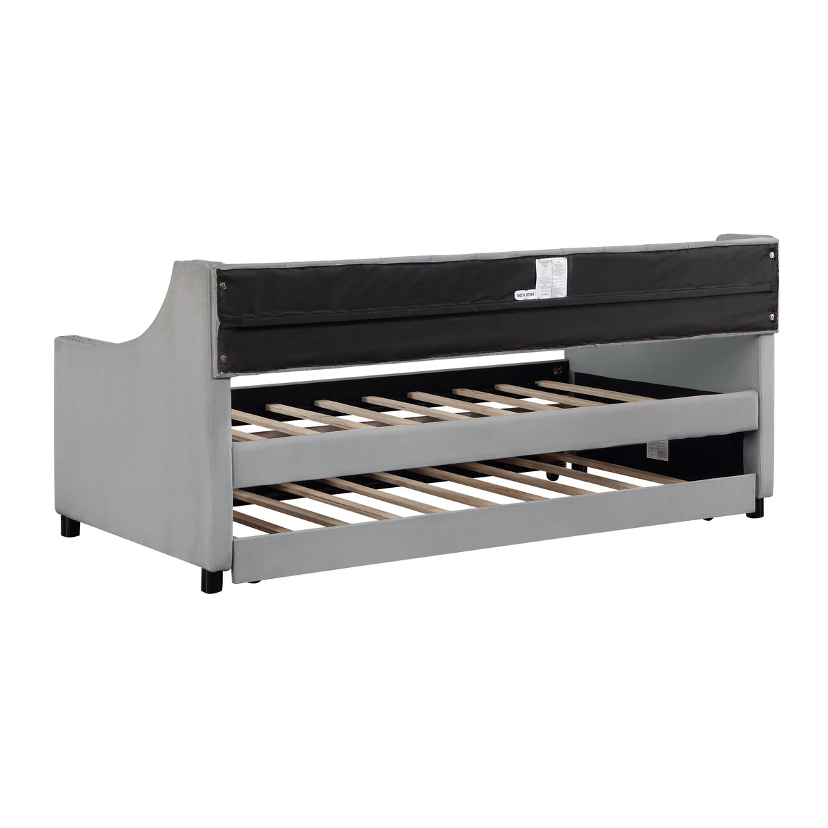 Tufted Velvet Twin Daybed with Trundle Bed Frame