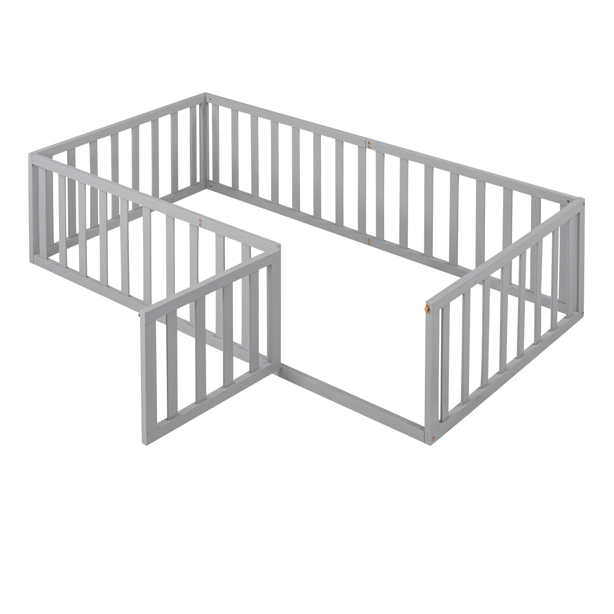 Twin Wood Daybed Frame with Safety Fence and Gate Gray