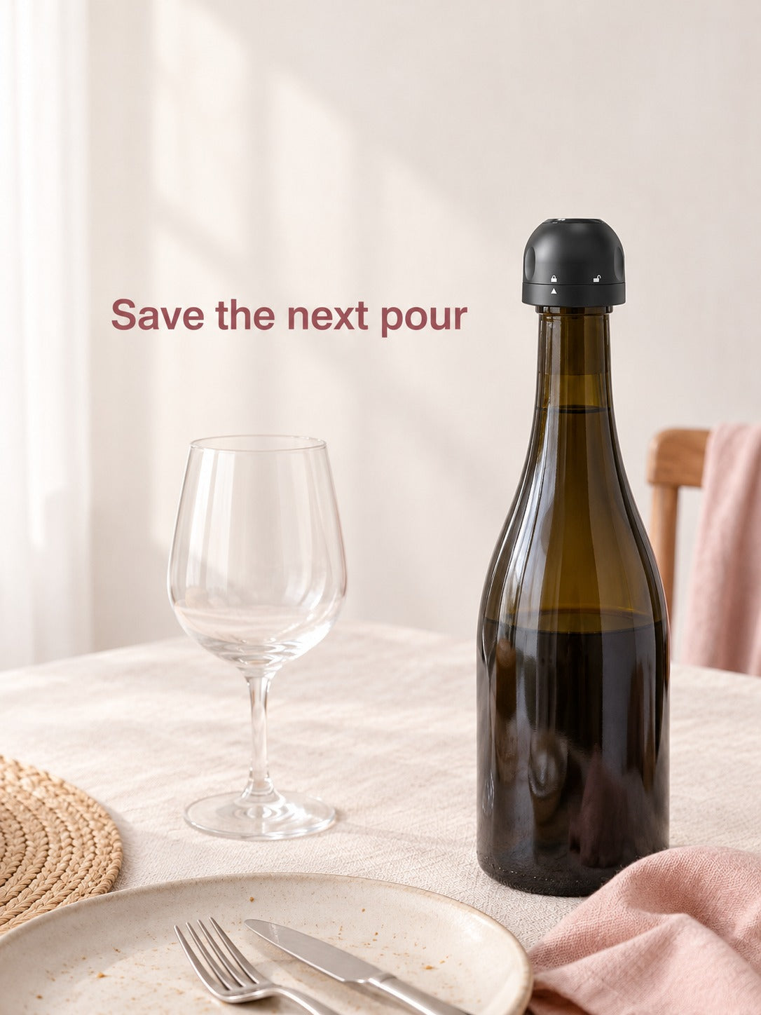 Twist-Lock Champagne Stopper That Keeps Wine Fresh