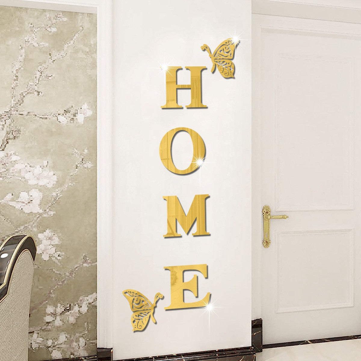 HOME Wall Decor Mirror With Elegant Butterfly Accents