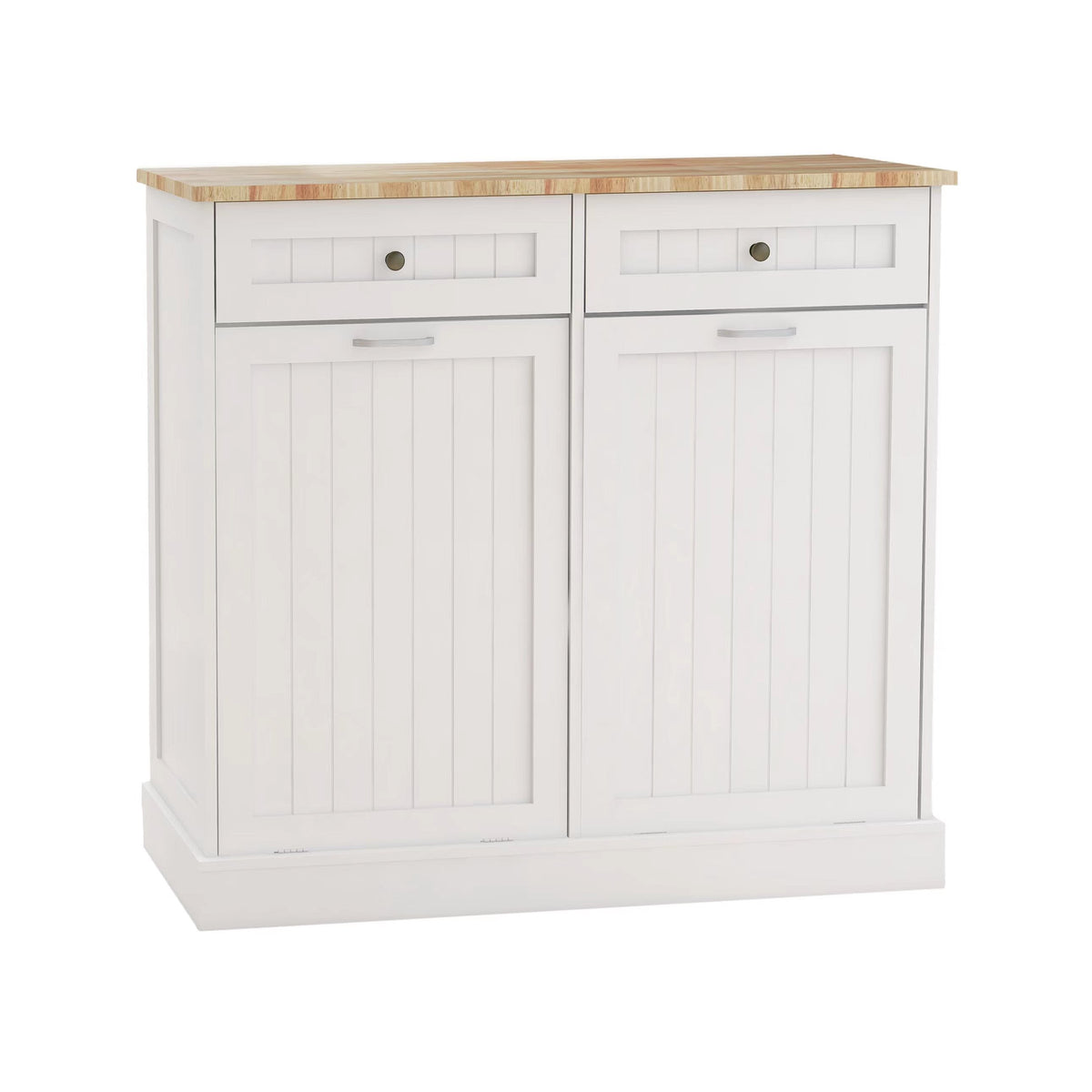 Tilt-Out Kitchen Trash Cabinet with Drawers, White