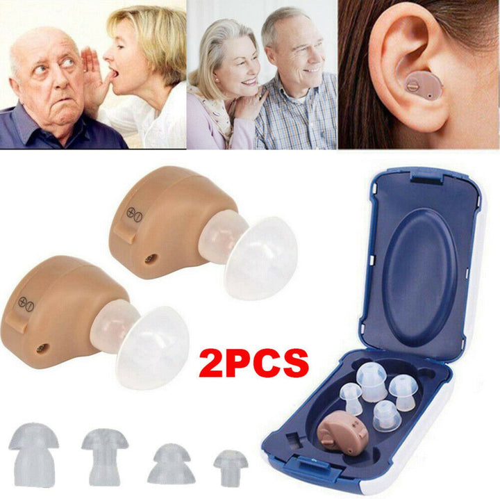 Discreet In-Ear Sound Amplifier Set: 2 Units and Carry Case