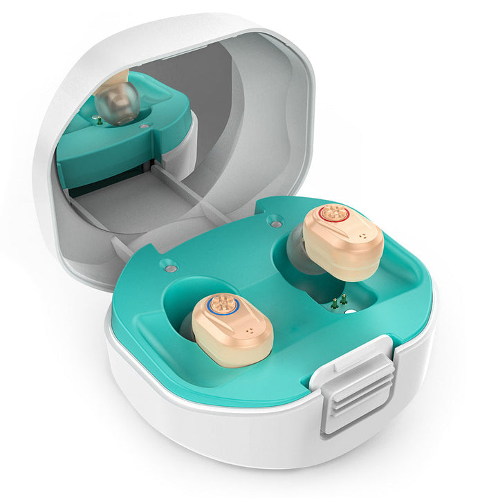 Rechargeable In-Ear Hearing Amplifier with Charging Case