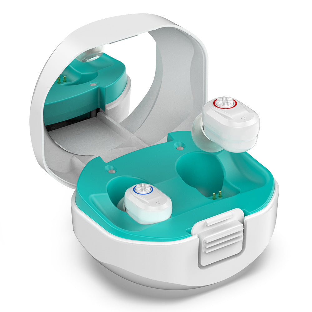 Rechargeable In-Ear Hearing Amplifier with Charging Case