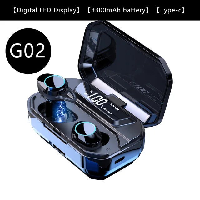 Waterproof IPX7 Wireless Earbuds with 3300mAh Battery