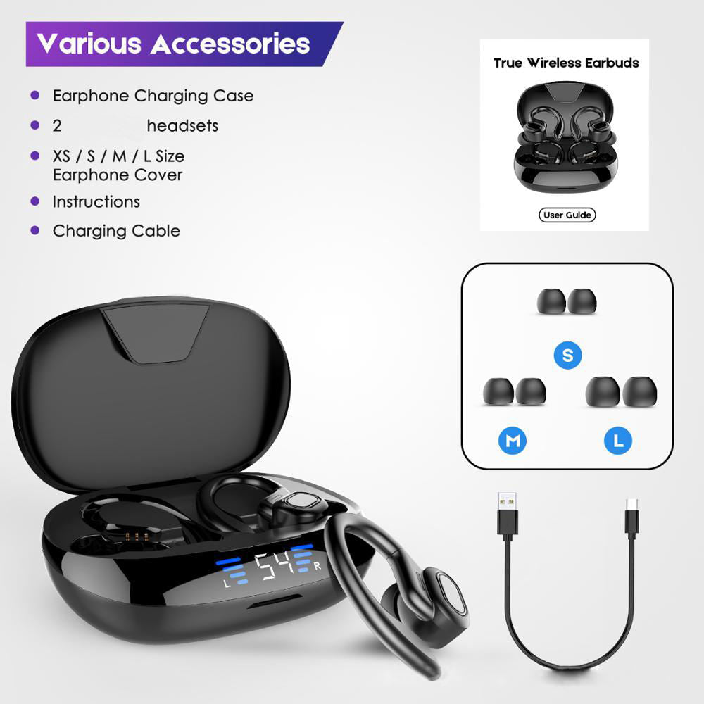 Bluetooth 5.0 Sports Earbuds with Secure Over-Ear Hooks