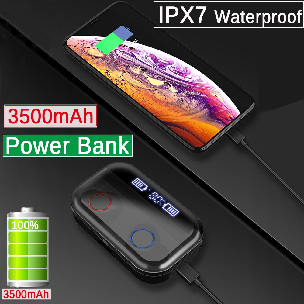 Waterproof Wireless Earbuds with Power Bank Charging Case