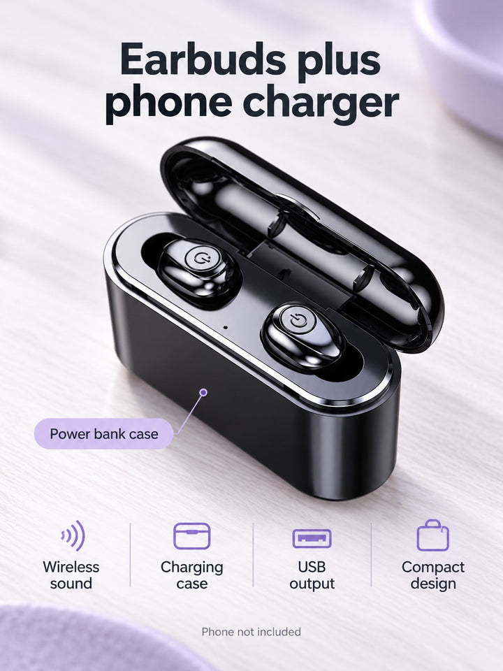 Mini Wireless Earbuds with Power Bank Charging Case