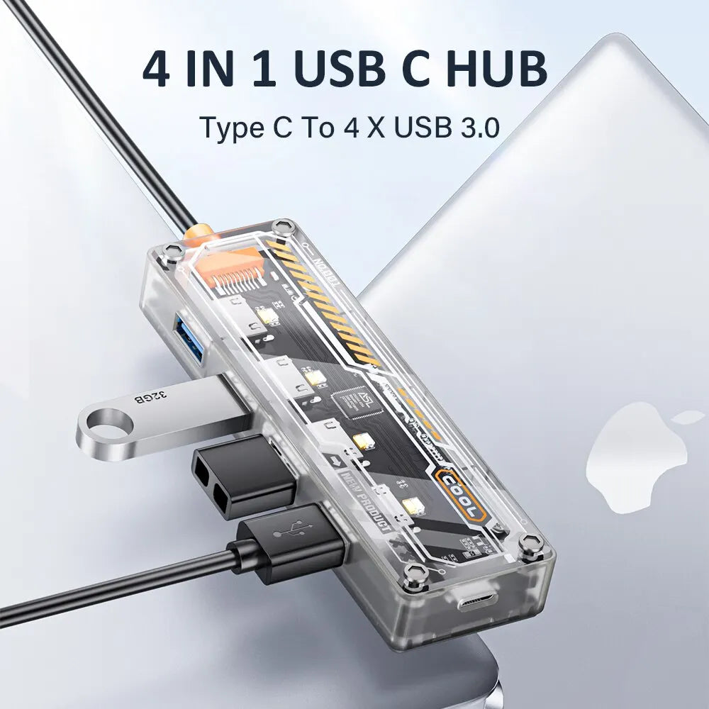 USB-C Hub 4-Port USB 3.0 Splitter for MacBook Laptop