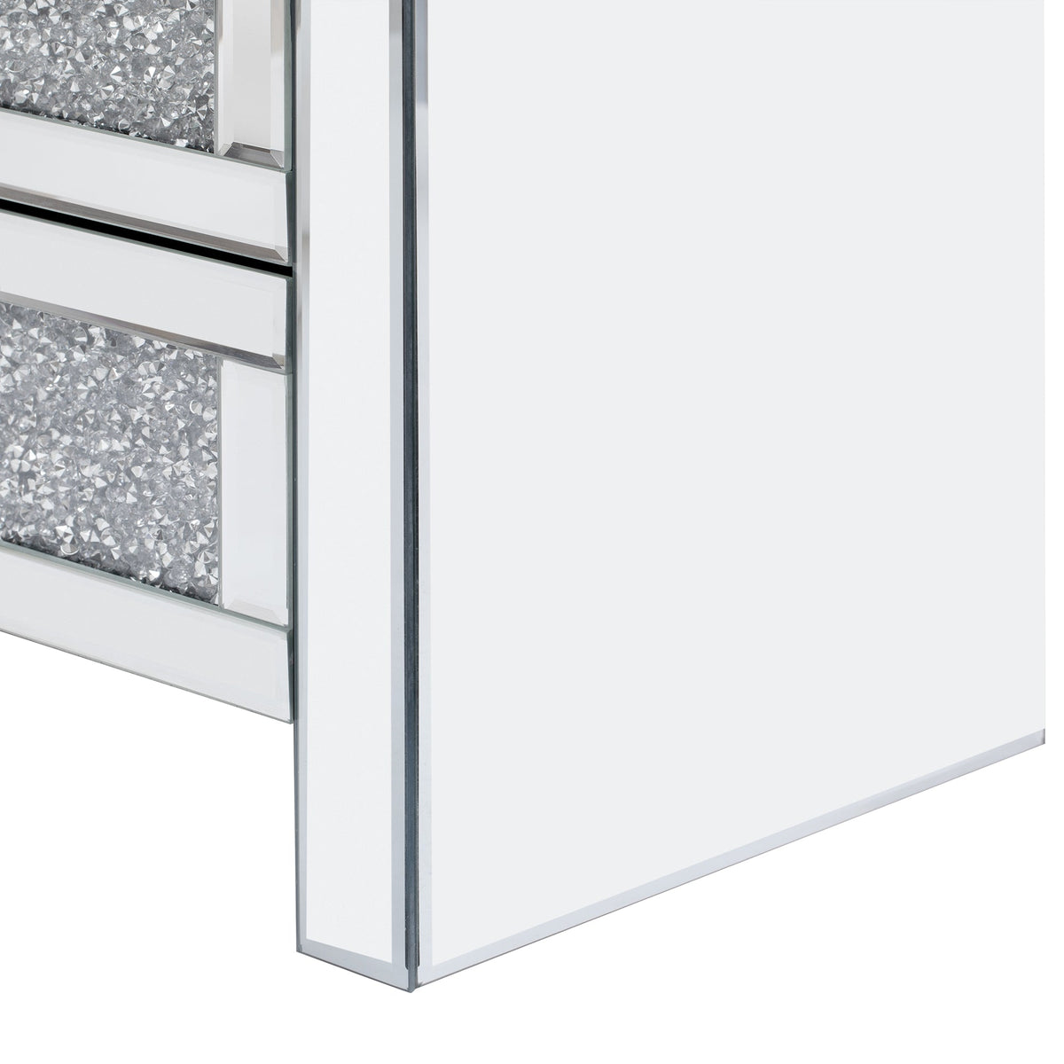 Mirrored Nightstand with Wireless Charging & LED Light
