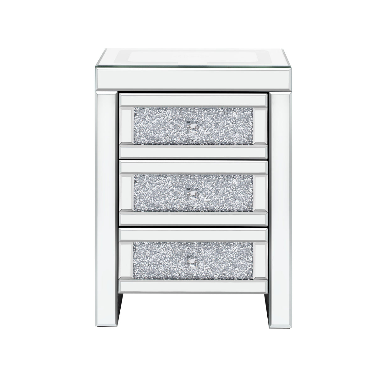 Mirrored Nightstand with Wireless Charging & LED Light