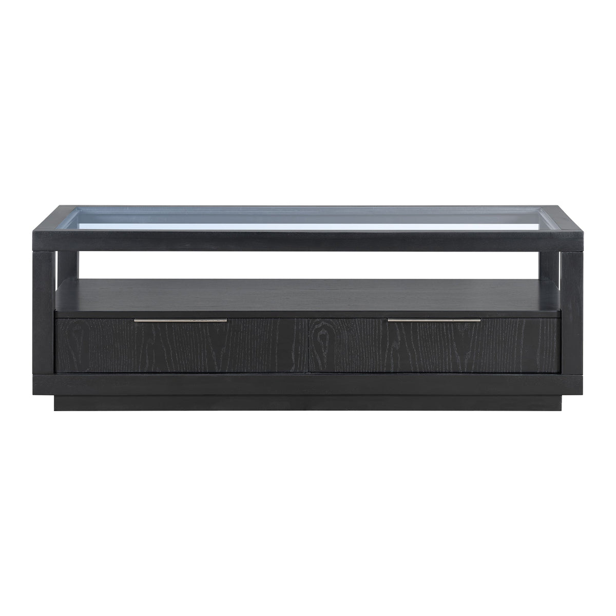 Modern Coffee Table with Drawers and Glass Top