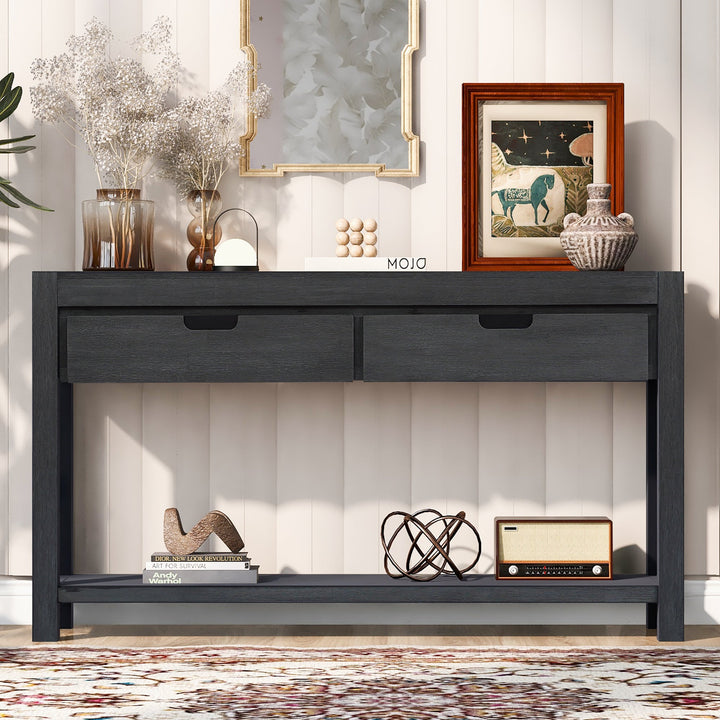Entryway Console Table with Drawers and Lower Shelf