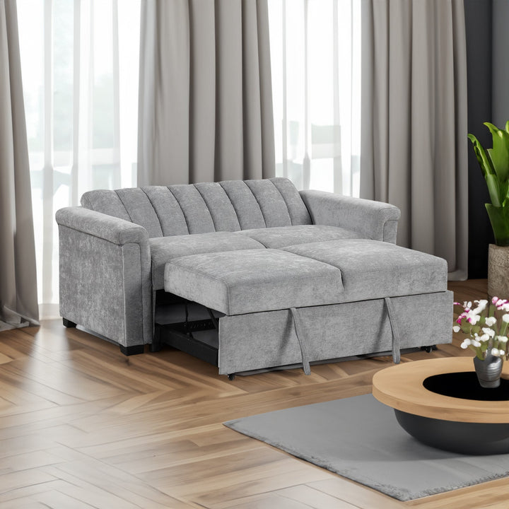 Convertible Sofa Bed for Two: Corduroy Pull-Out Couch