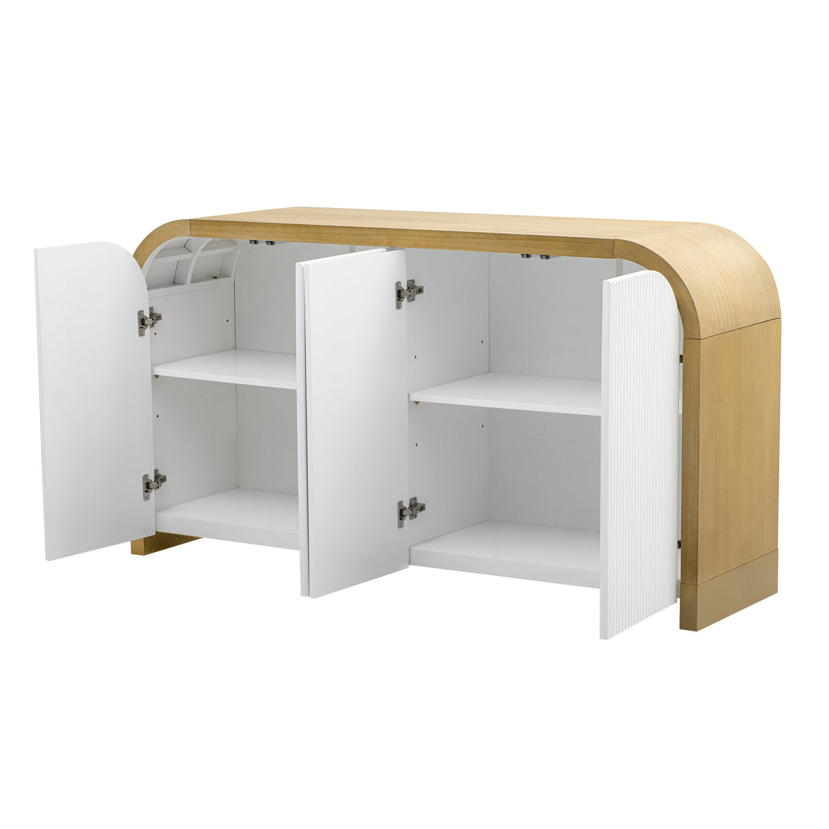 Curved Fluted Door Sideboard Buffet With Adjustable Shelves