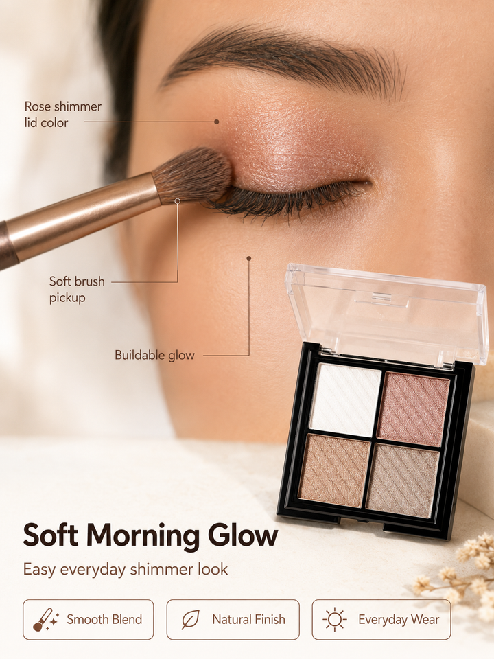 UBUB 4-Color Shimmer & Matte Eyeshadow Palette | Neutral