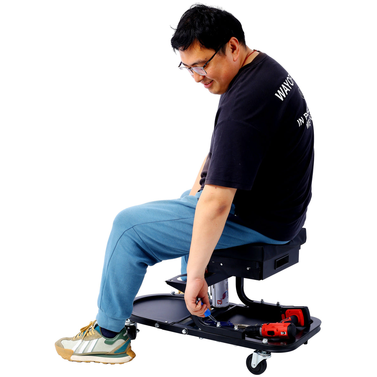 Rolling Creeper Seat with Tool Trays for Garage Work