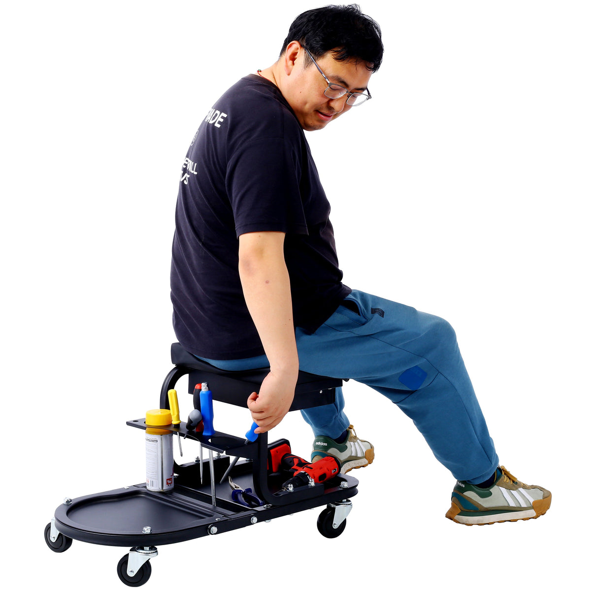 Rolling Creeper Seat with Tool Trays for Garage Work