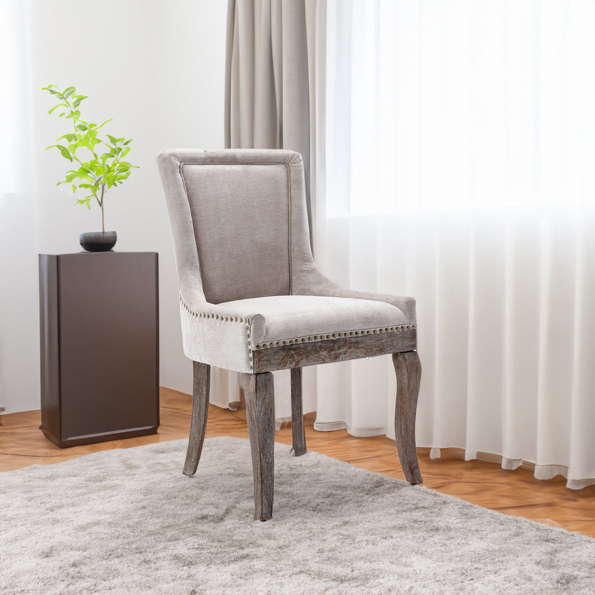 Upholstered Dining Chairs Set of 2 with Bronze Nail Head
