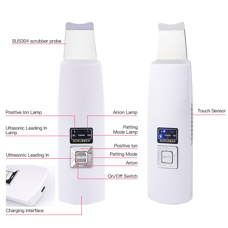 Ultrasonic Facial Cleansing Device with Steel Probe