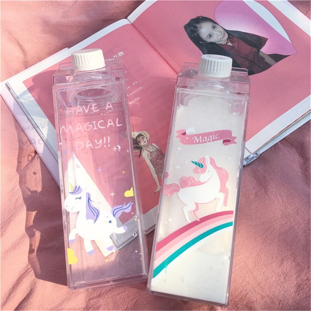 Cute Pink Panther Milk Carton Water Bottle for Drinks