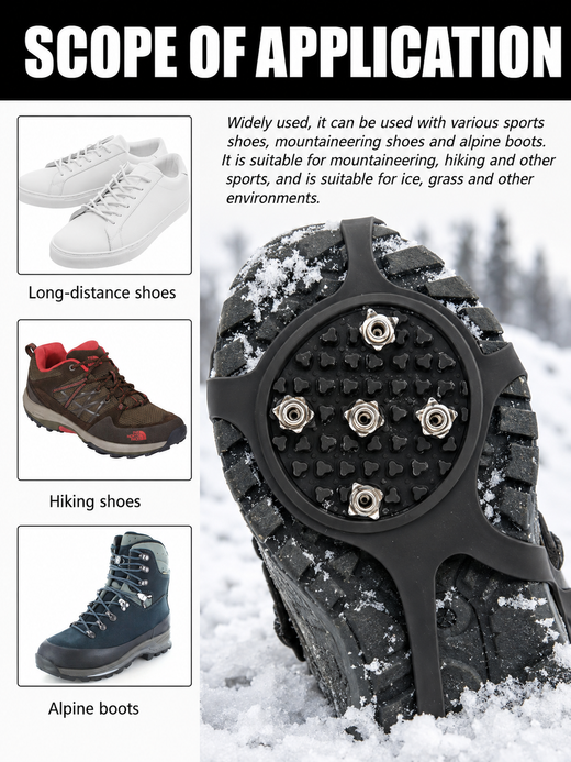 Universal Ice Crampons with 10 Steel Spikes — Secure Grip