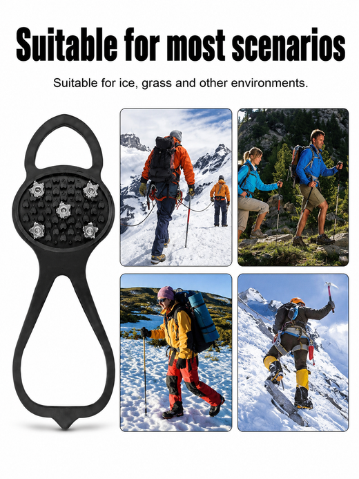 Universal Ice Crampons with 10 Steel Spikes — Secure Grip