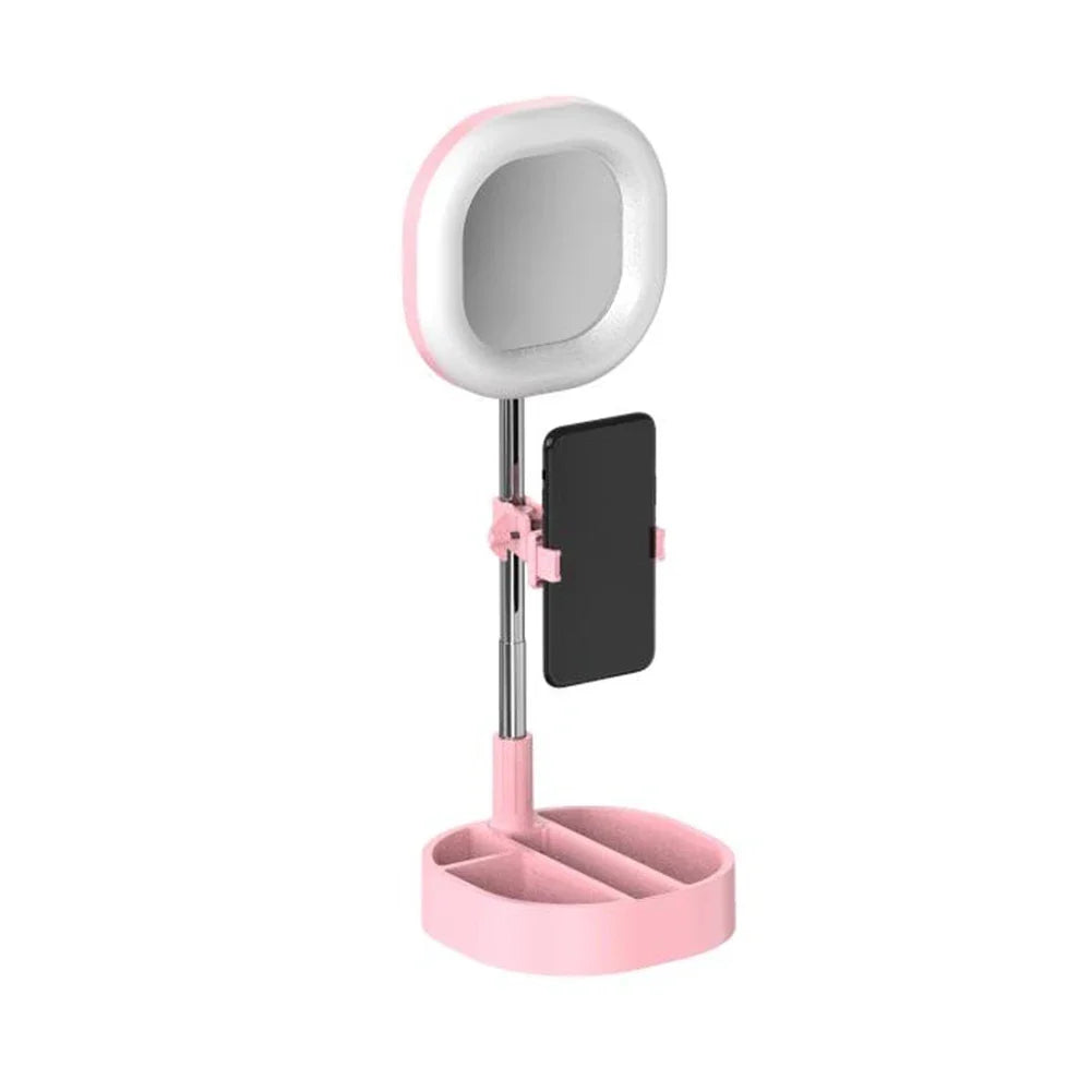 Selfie Ring Light with Mirror, Phone Holder & Stand