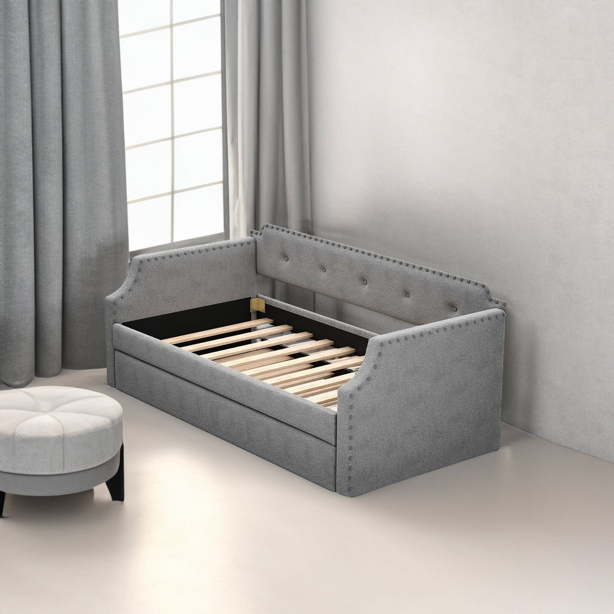 Upholstered Daybed with Trundle: Sofa by Day, Bed by Night