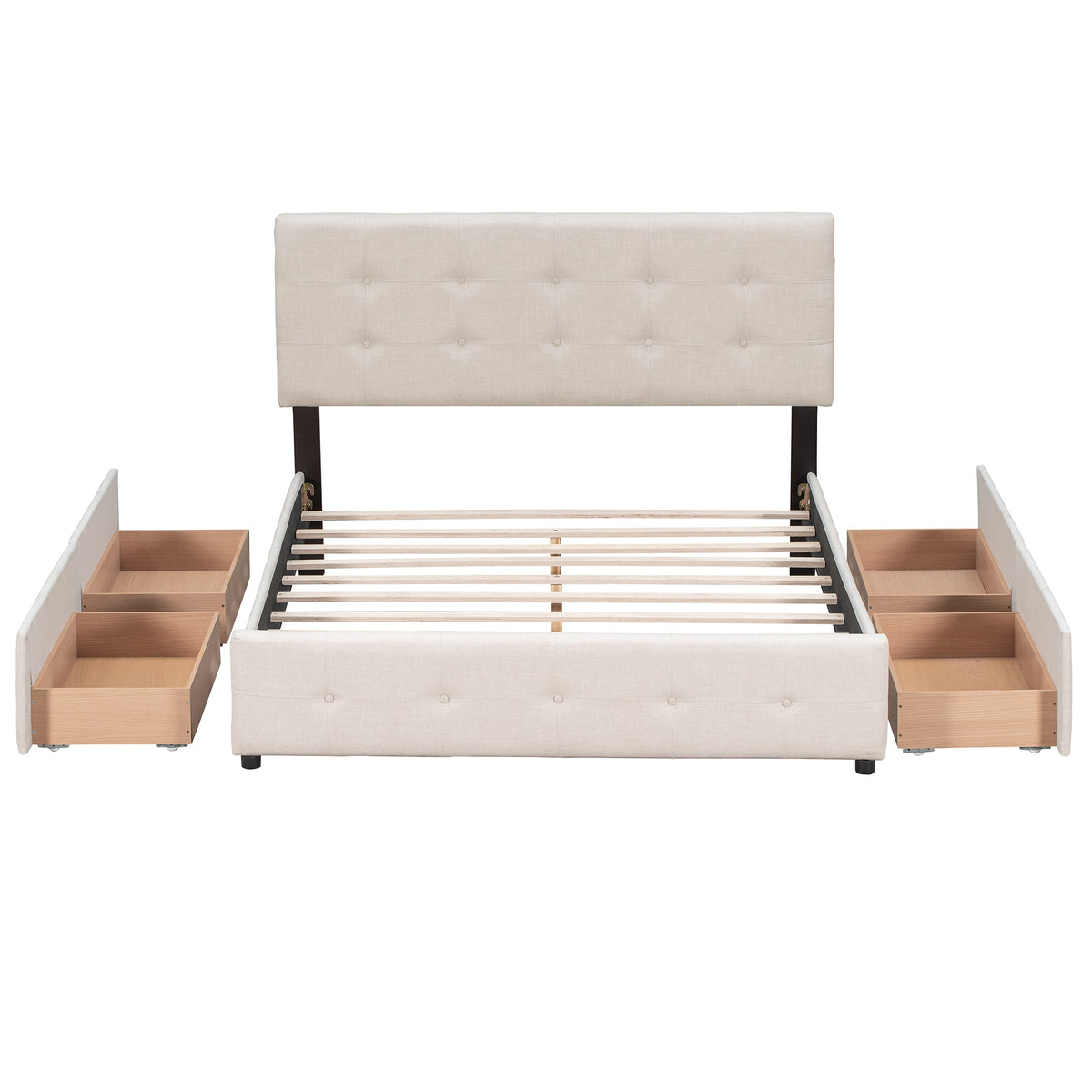 Queen Platform Bed with Storage Drawers, No Box Spring