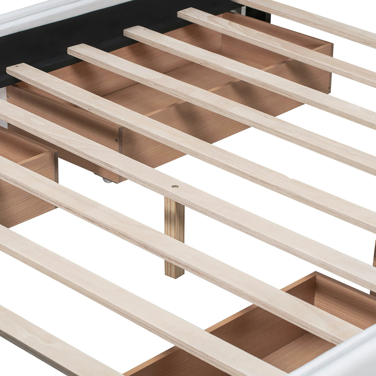 Queen Upholstered Platform Bed with 4 Storage Drawers