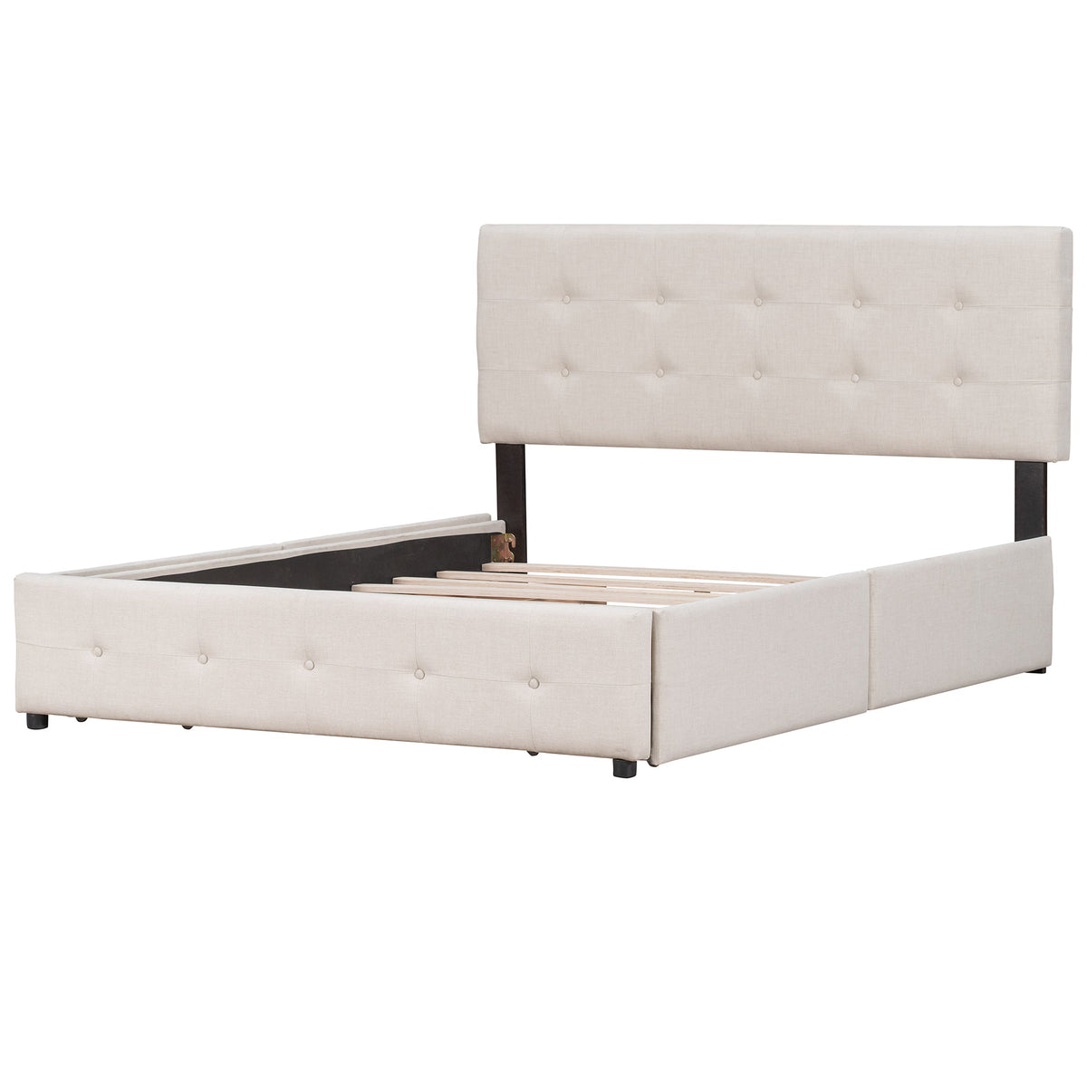 Queen Platform Bed with Storage Drawers, No Box Spring