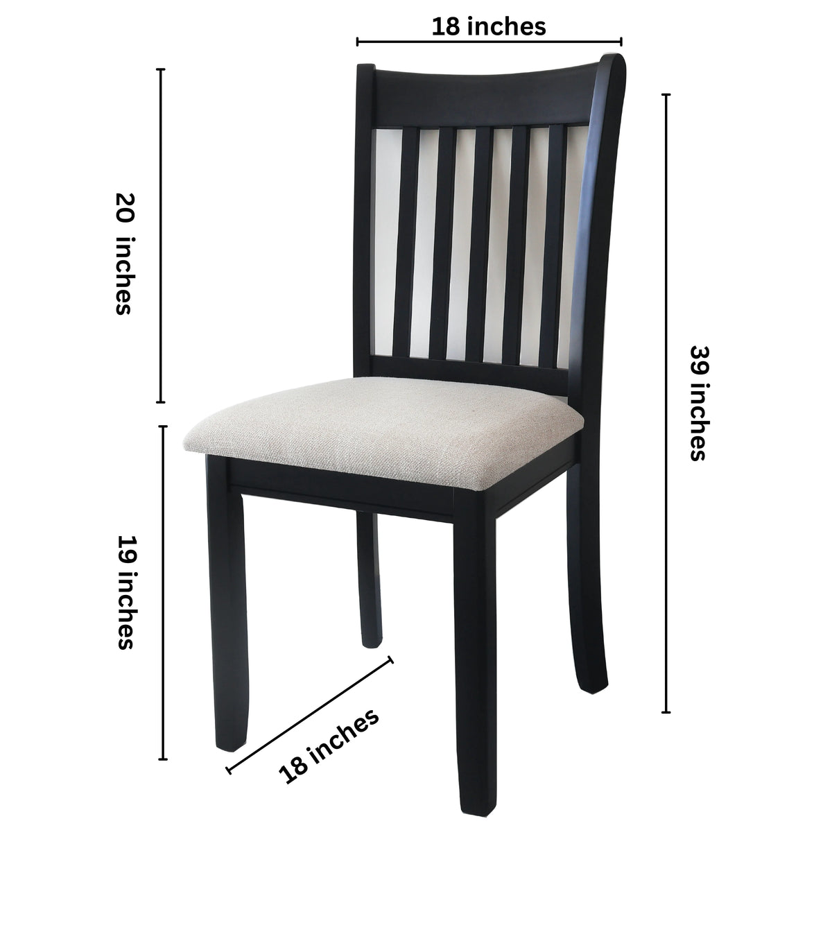 Black Farmhouse Dining Chairs Set of 2 with Cushioned Seat