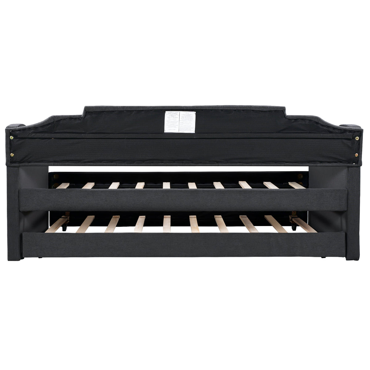 Twin Daybed with Trundle: Black Upholstered Sofa Bed