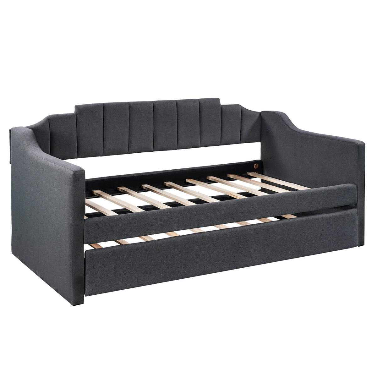 Twin Daybed with Trundle: Black Upholstered Sofa Bed