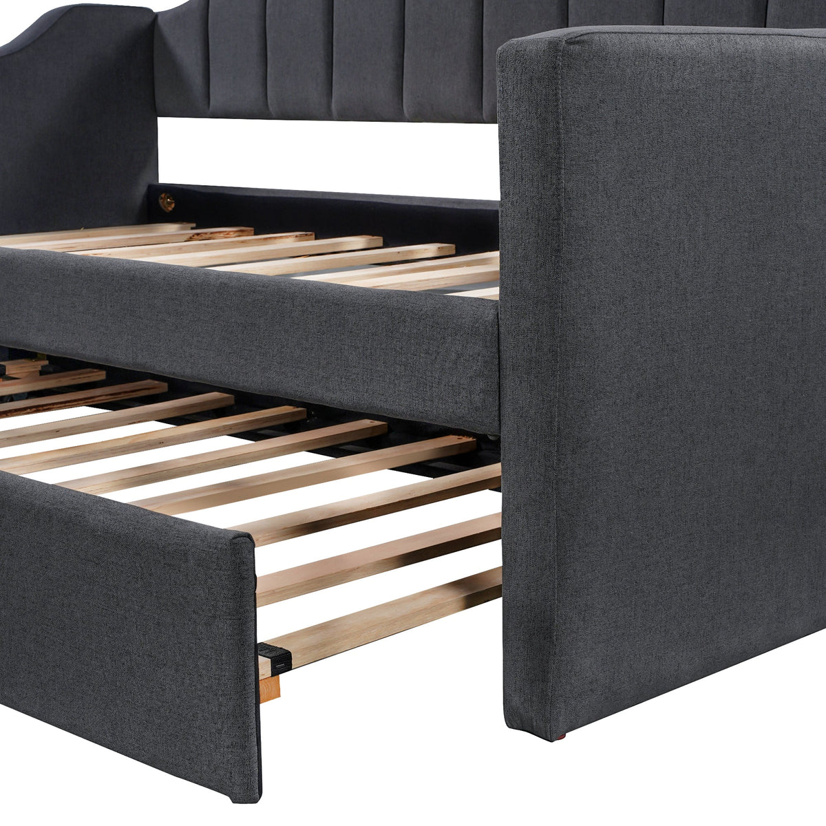 Twin Daybed with Trundle: Black Upholstered Sofa Bed