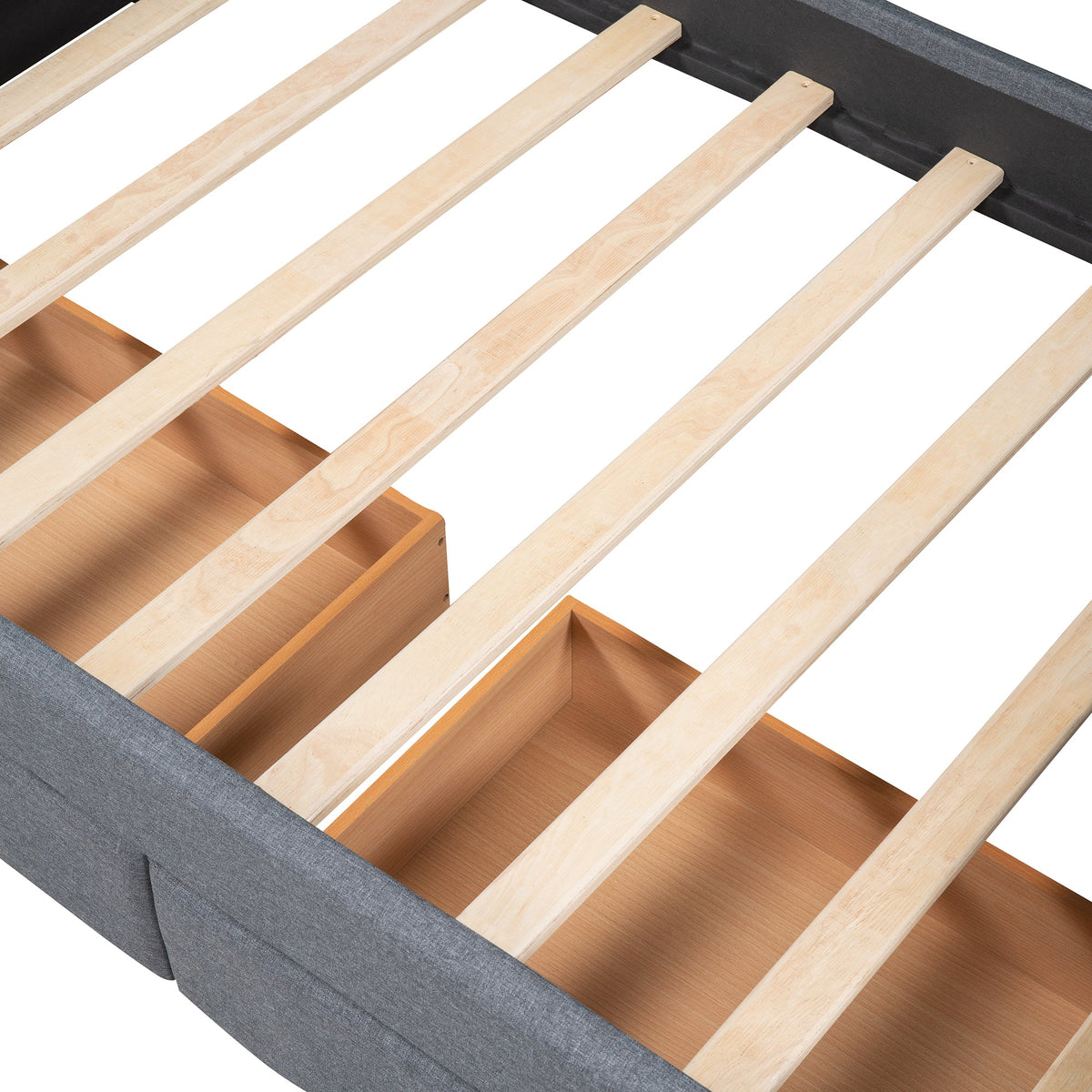 Tufted Gray Daybed with Storage Drawers for Small Spaces
