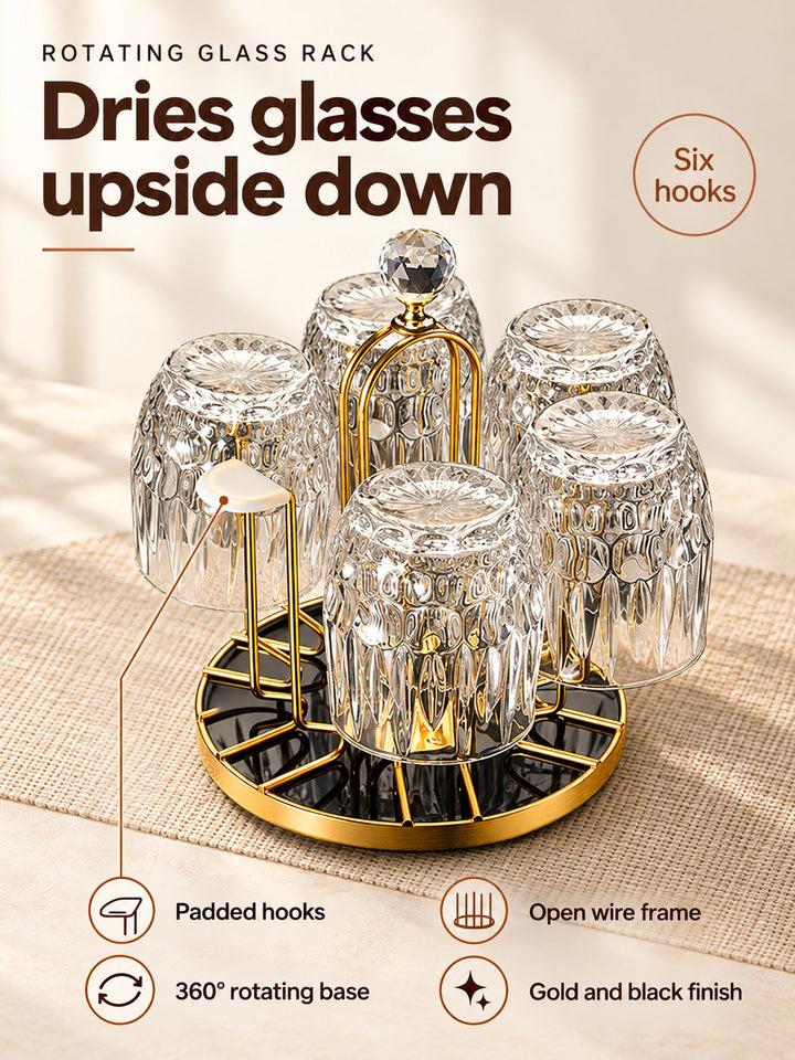 Upside Down Glass Drying Rack with 360° Rotating Base