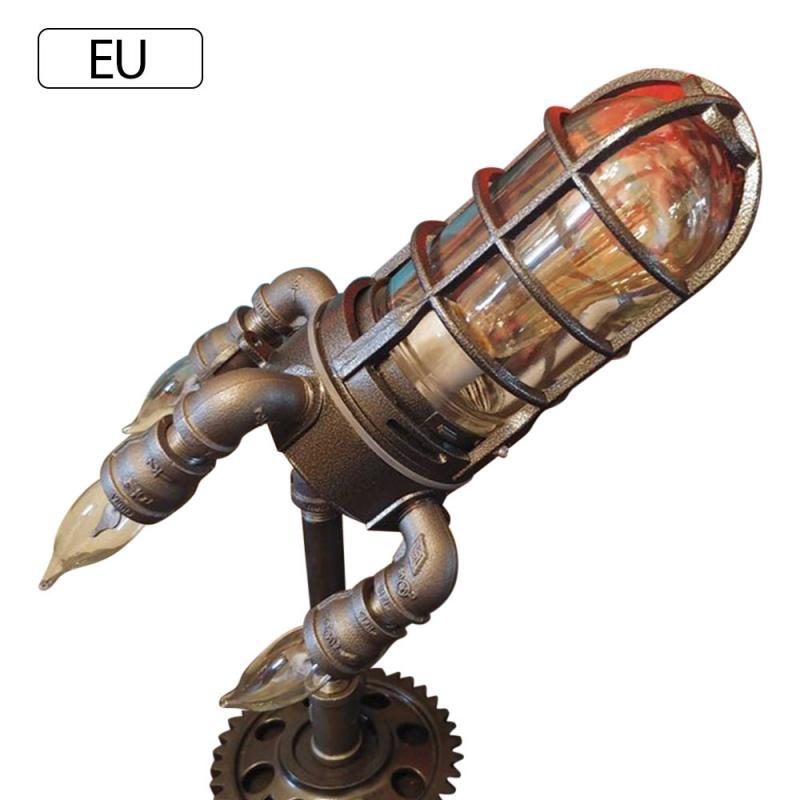 Steampunk Rocket Lamp - Warm Industrial Desk Light