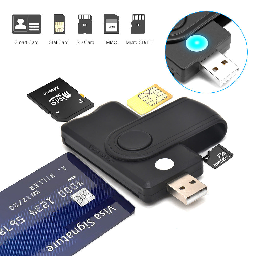 USB Smart Card Reader for ID, Bank, SIM and Micro SD