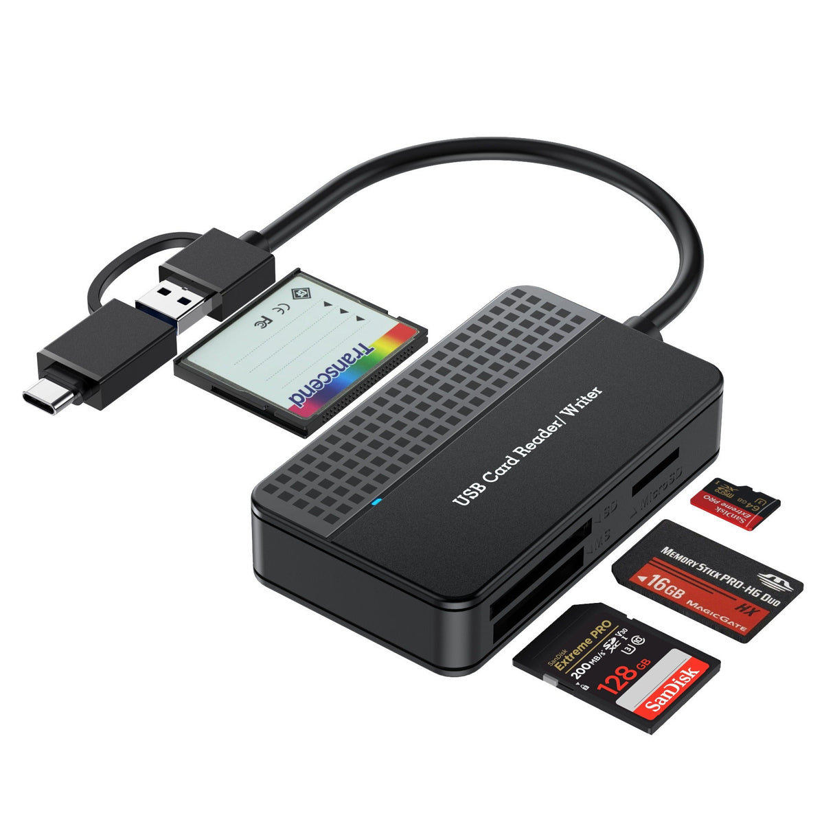CF SD microSD Memory Stick Card Reader USB-C